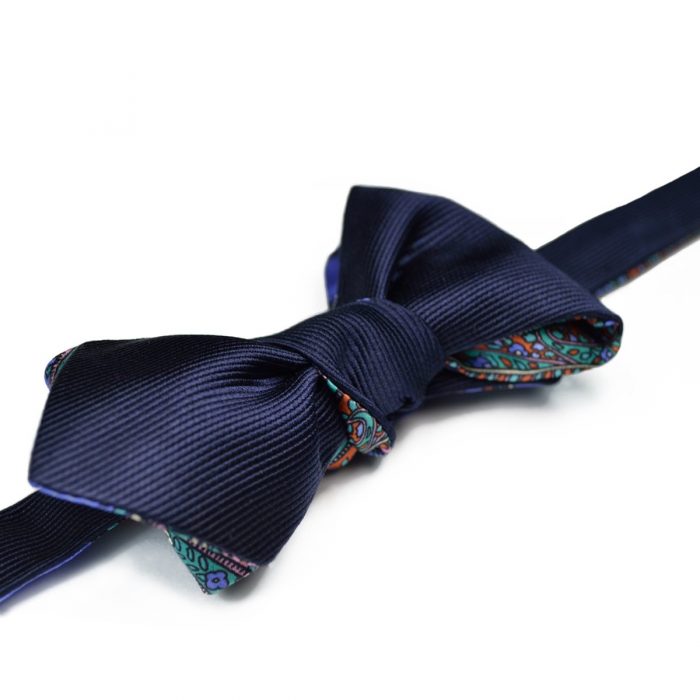 Navy Blue & Lilac Paisley Bow Tie