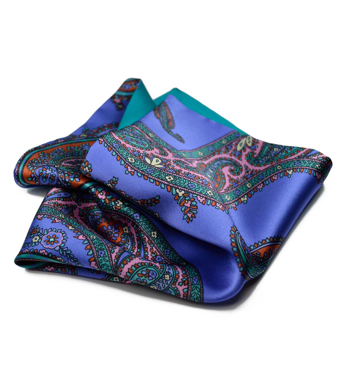 Violet Paisley & Turquoise Pocket Square | LOUISE & ZAID
