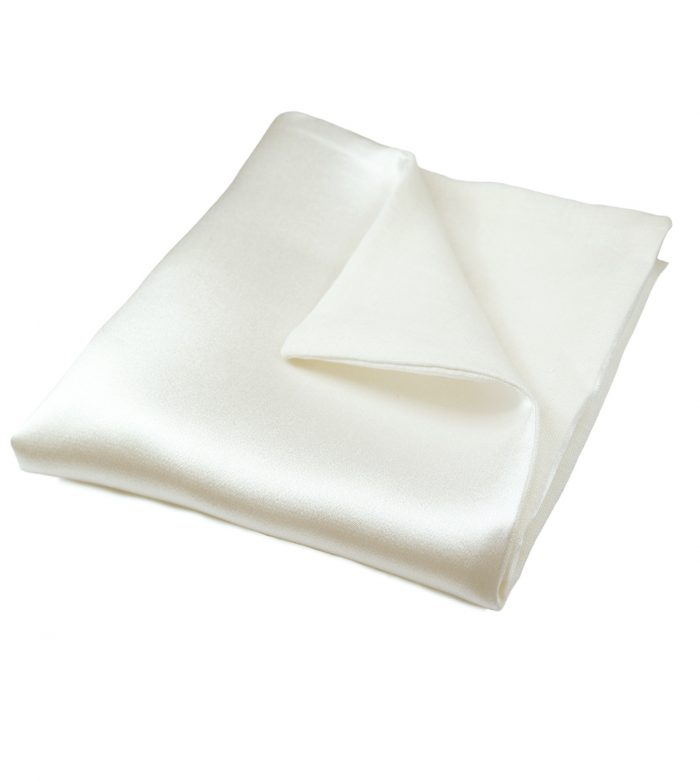 White Silk & Linen Pocket Square