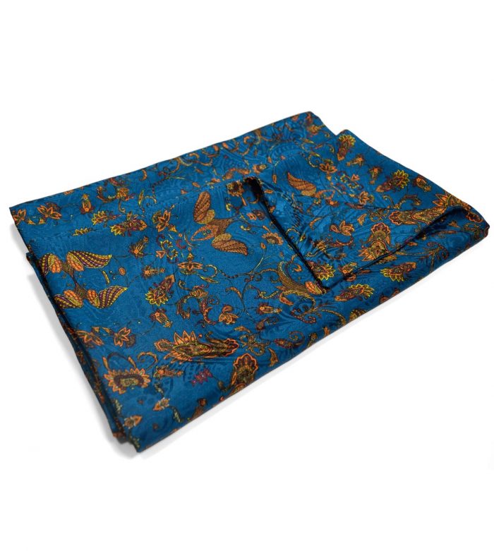 Teal & orange silk scarf Jacquard